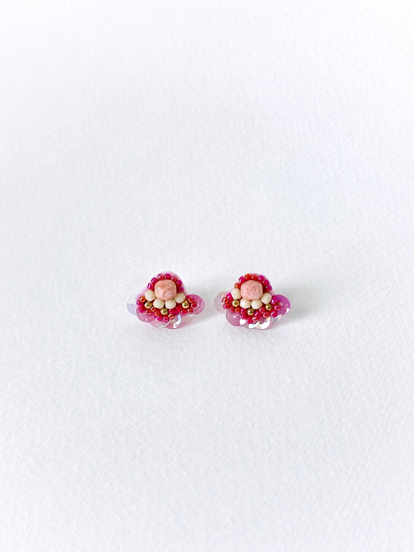 IE151_Strawberry Choco Bead Embroidered Earrings