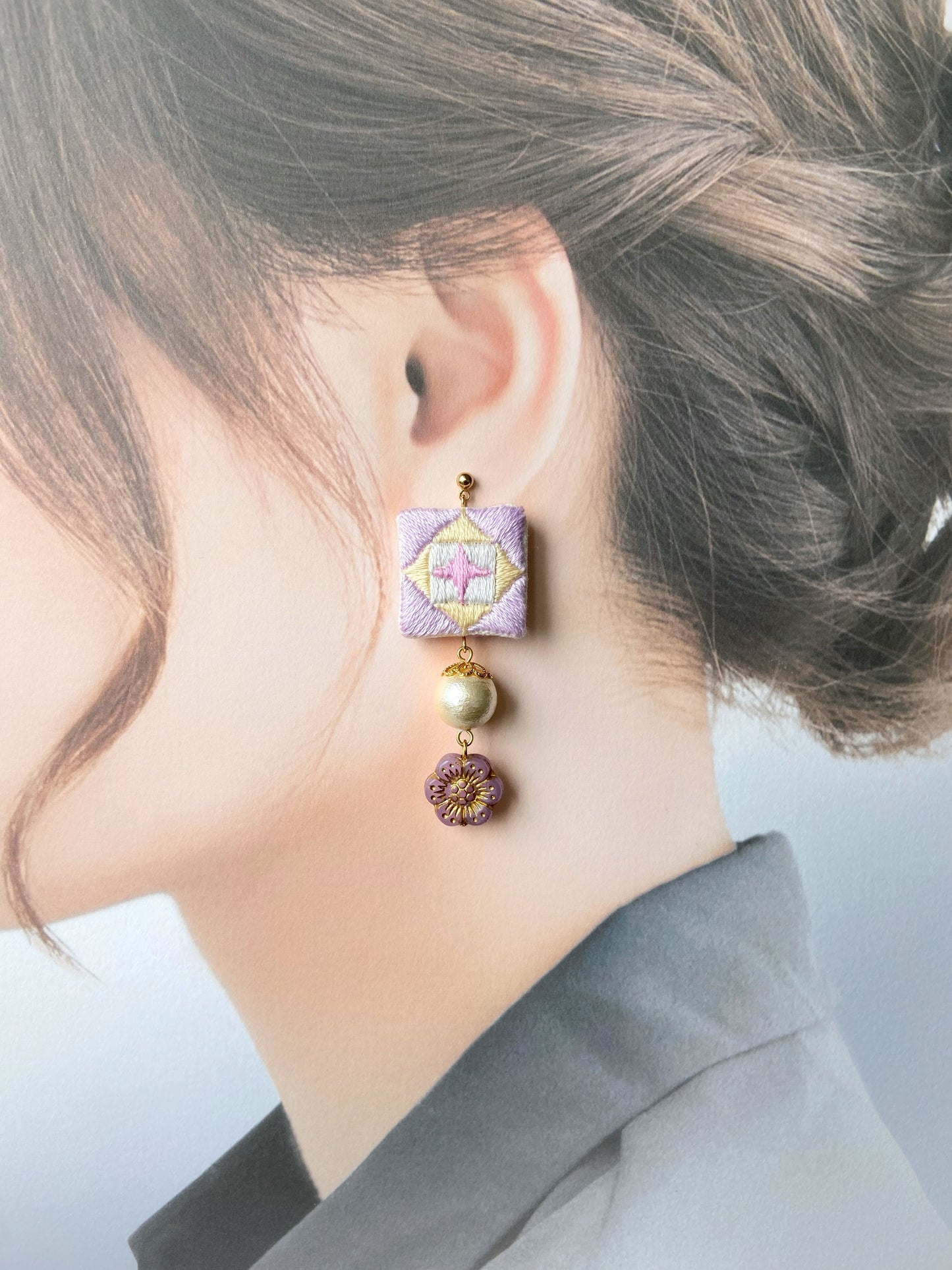 IE192_Thread Embroidered Earrings