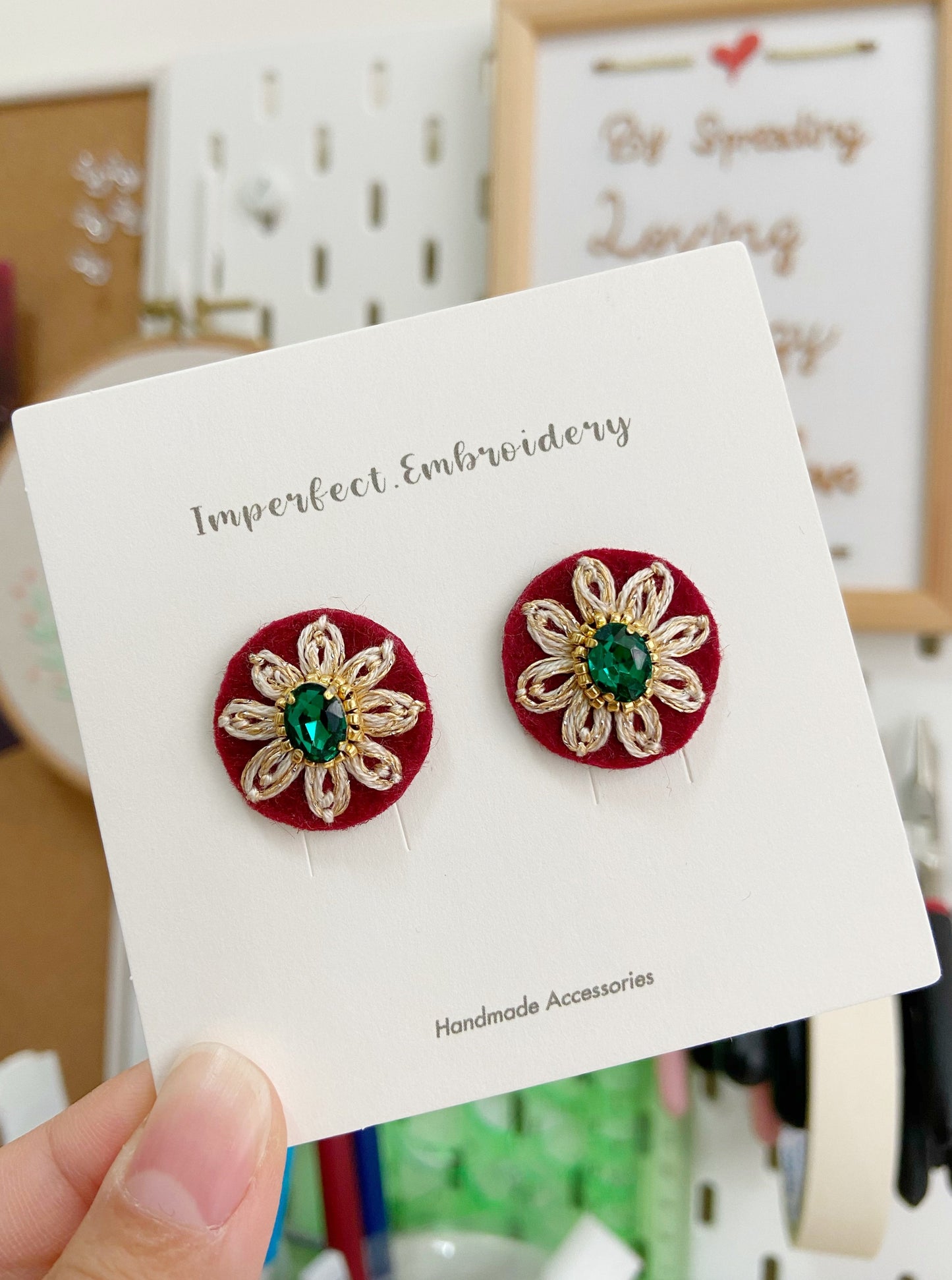 IE066_Thread & Bead Embroidered Earrings