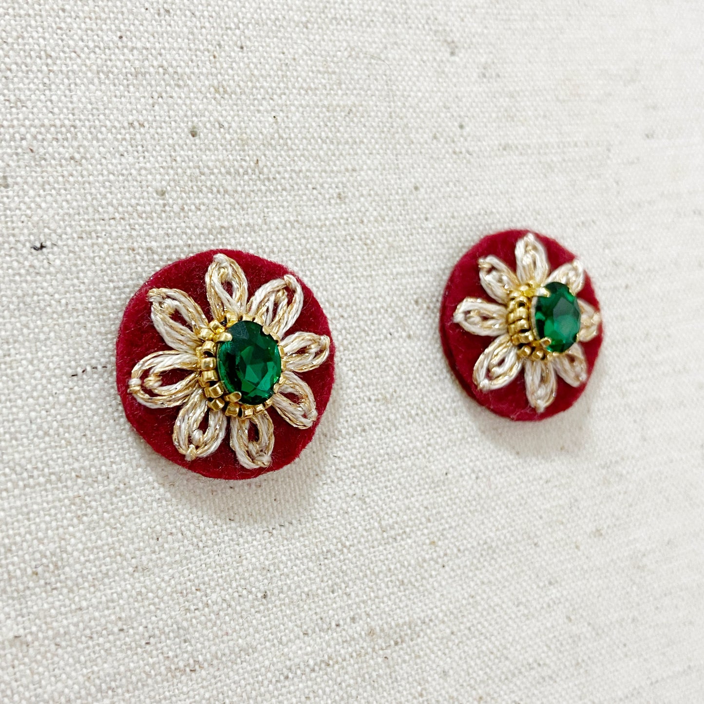 IE066_Thread & Bead Embroidered Earrings