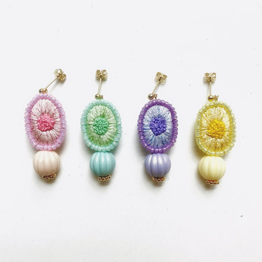 IE124_Thread & Bead Embroidered Earrings