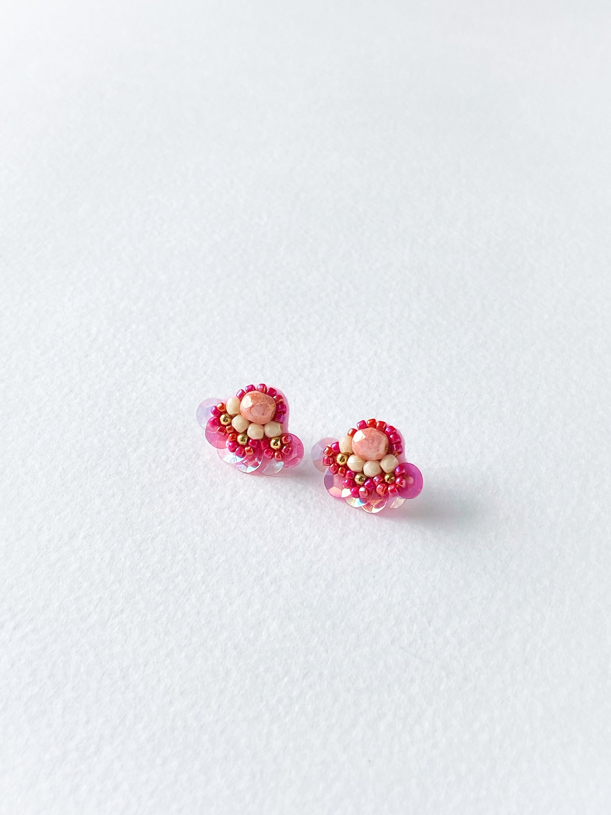 Pair of pink and gold earrings