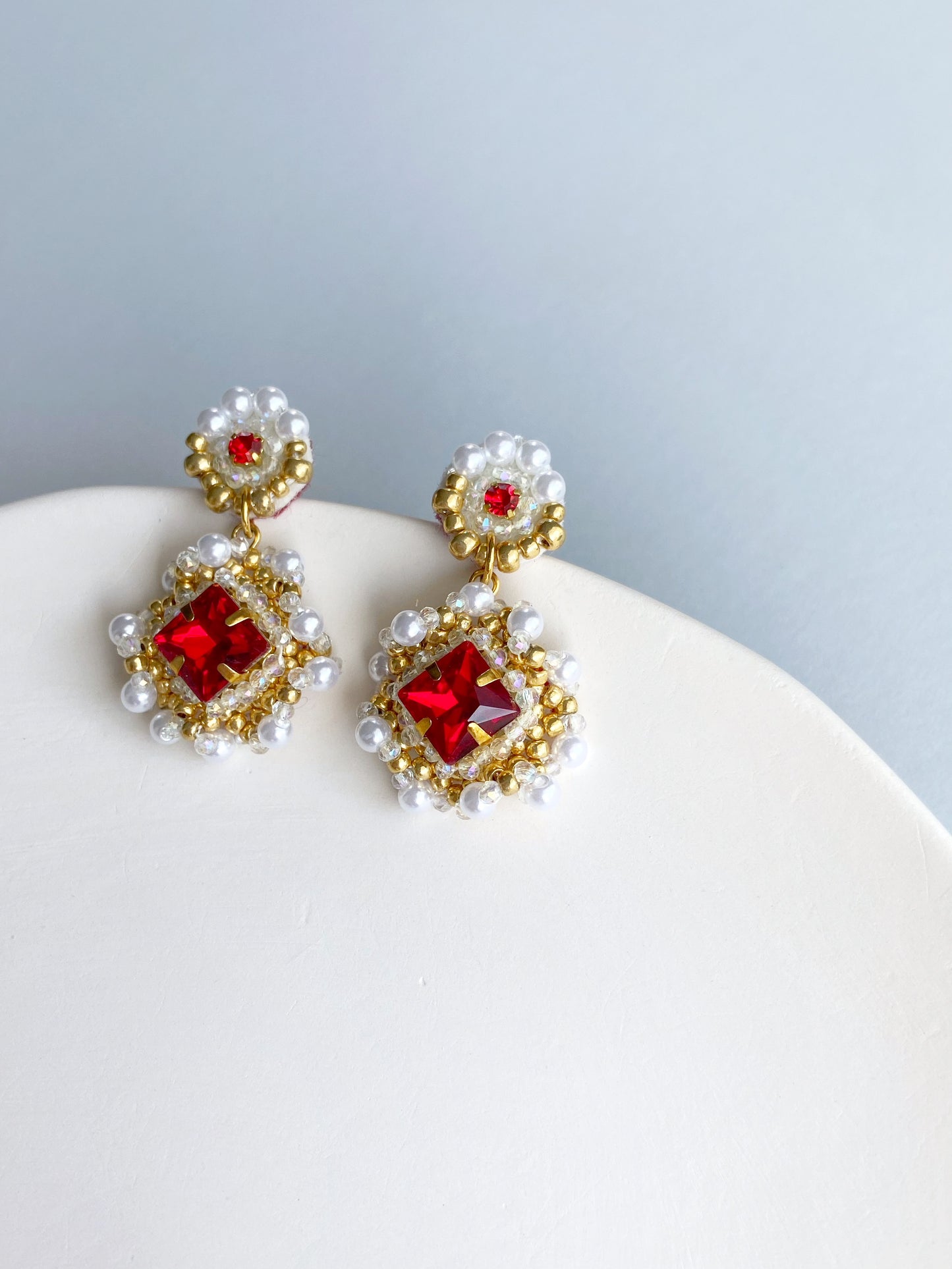 IE173_Bead Embroidered Earrings