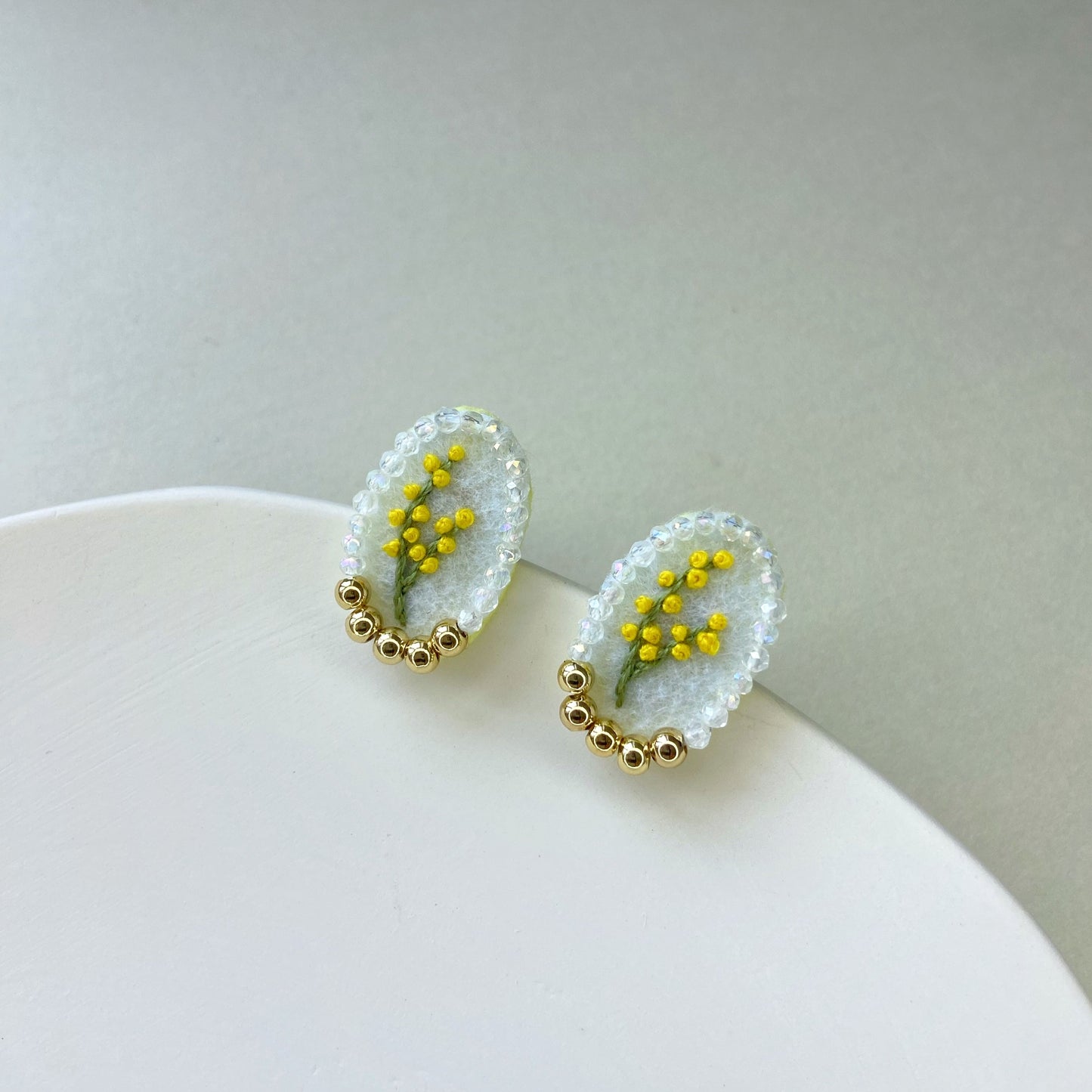 IE193_Thread & Bead Embroidered Earrings