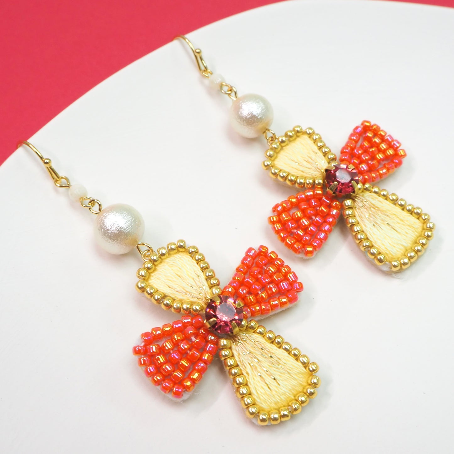 IE196_Thread & Bead Embroidered Earrings