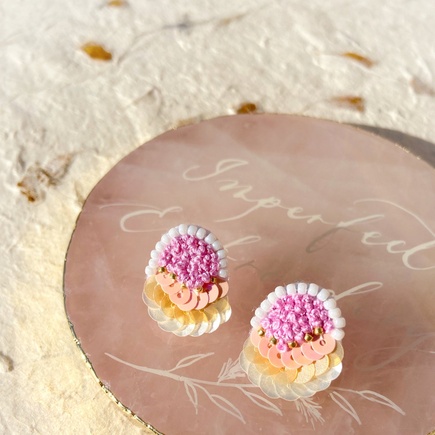 IE213_Thread & Bead Embroidered Earrings