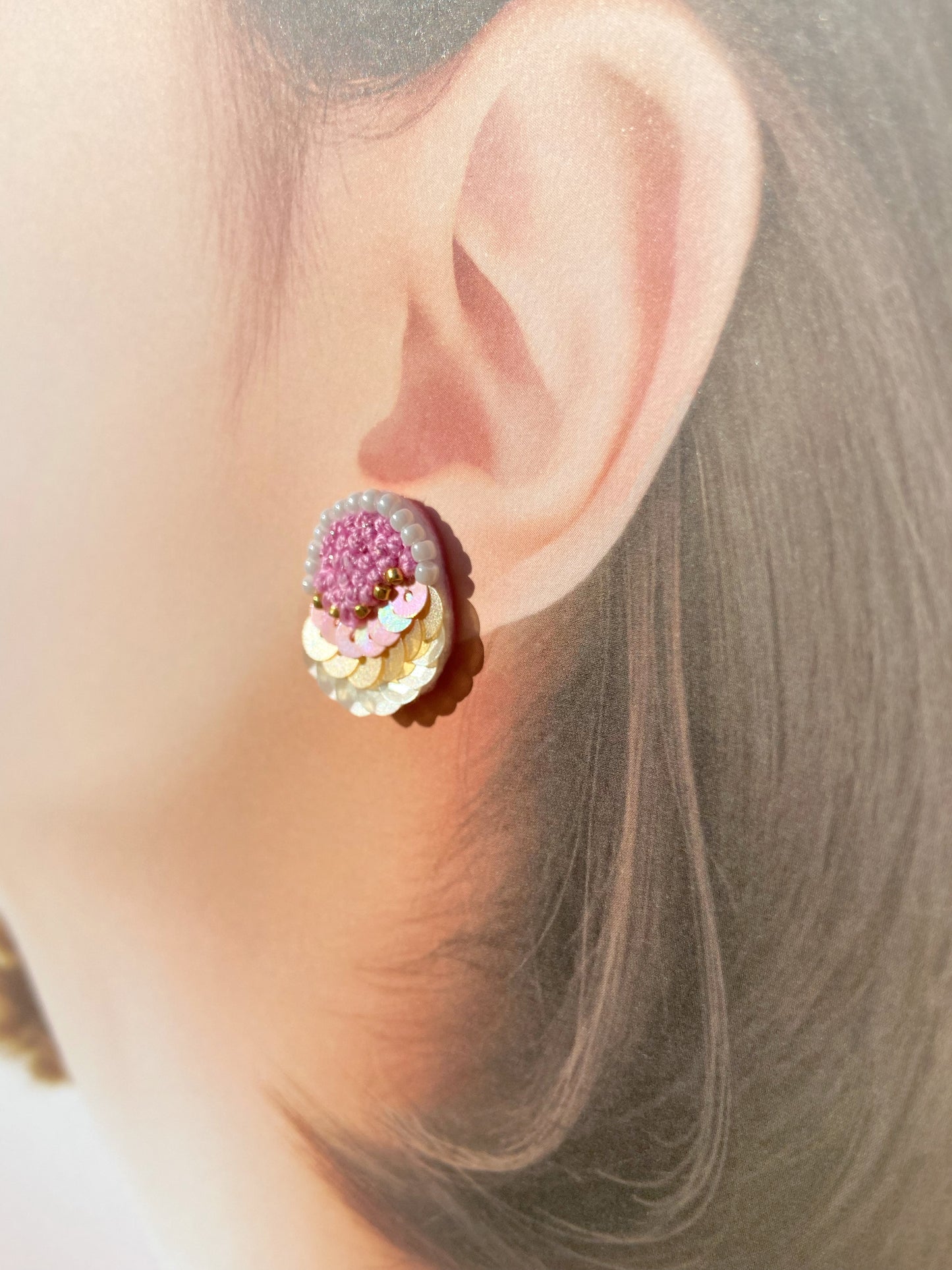 IE213_Thread & Bead Embroidered Earrings