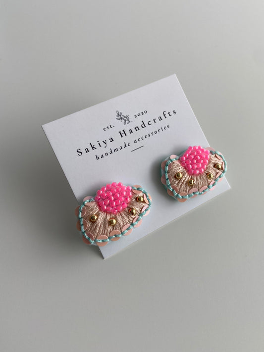 IE325_Thread & Bead Embroidered Earrings
