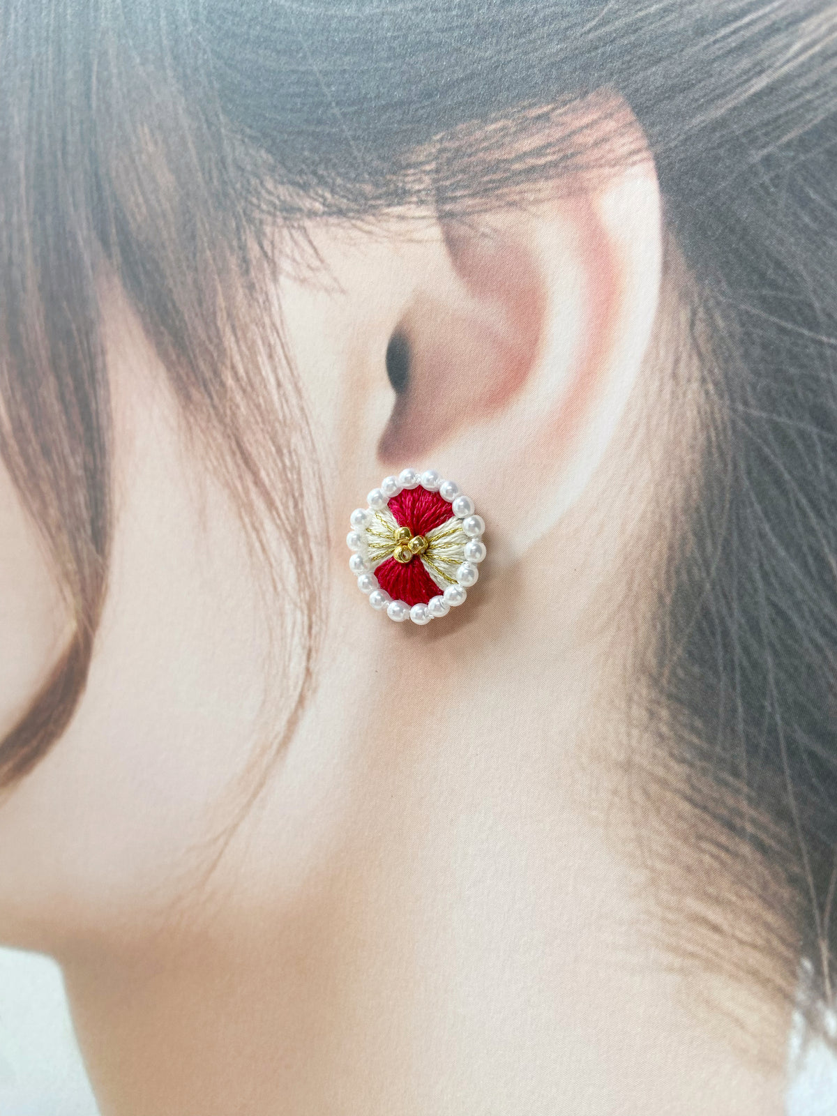 IE361_Thread & Bead Embroidered Earrings